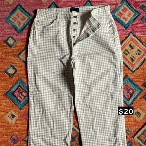 ASOS Denim with gingham print. Never been worn. No stretch at all.